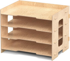 Wooden desk organiser tray - wooden,