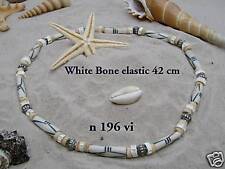 NEW SURF SKATE ETHNIC TRIBAL BEADED NECKLACE ELASTICATED CHOKER WHITE / n195Cvi 