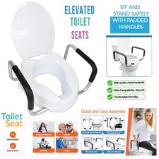 Disabled Raised Toilet Seat Raiser with Removable Handles Elderly Medical Aid
