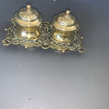 Antique Brass Double Inkwell