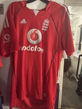 England Cricket Shirt Official Adidas  Ashes Vodafone 2008 Away Red Top Size