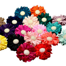Bridesmaids Wedding Ruffled Flower Hair Clips Grips Slides. 8cm Gold Button.