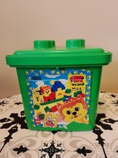 Lego / Duplo Storage Box 1805 80’s Tub Bucket With Handle Green Empty