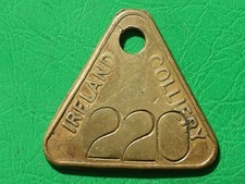 Ireland colliery brass embossed pit check miners coal mining lamp token tally