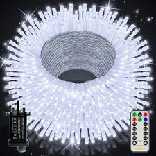 50m 500 LED Fairy Lights Mains Powered Cool White with Plug/Remote/Modes/Timer