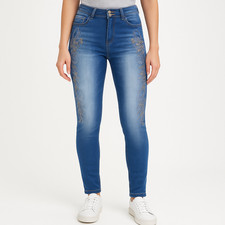 Ladies Jeans Denim Womens Stretch Leg High Waist Distressed Skinny Pants Size