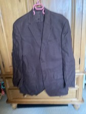 Marks And Spencers Linen Suit Brown 40 Long
