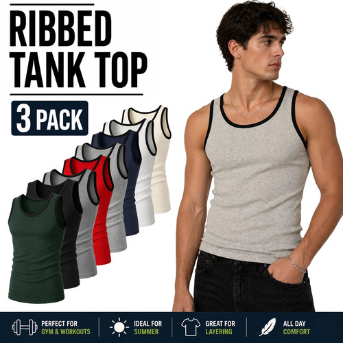 Mens ribbed vest tops cotton - mens,