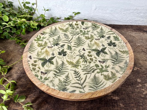 Wooden serving plate enamel - wooden,