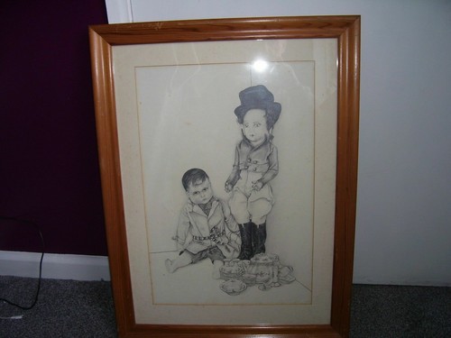 Dolls decorative framed - decorative, pencil