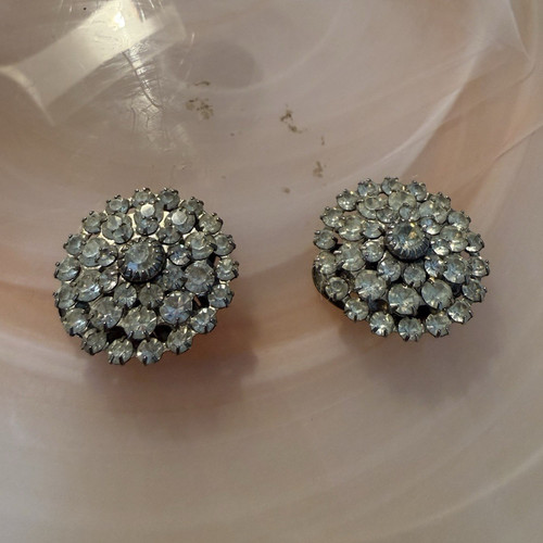 Silver tone clear simulated - tone,