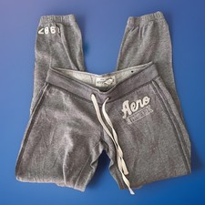 Aeropostale Sweatpants Gray Low Rise White Frt & Ankle Logo Womens Size XS