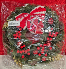 Christmas Wreath,Led Decorated,Rattan Vine Pine Cone Hanging