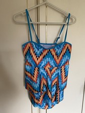 nwot blue print strappy swimsuit size large 