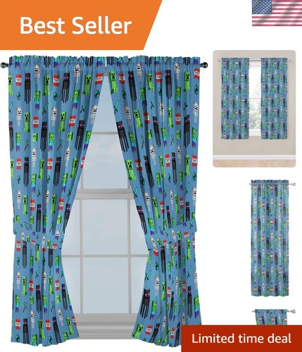 Kids window drapes minecraft - kids,