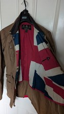 Womans Barbour Waxed Jacket. Union Jack Lining Beige / Khaki Good Used Condition
