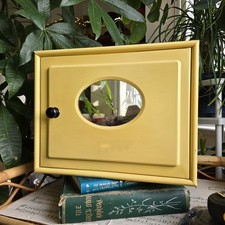 Vintage French Metal Medical Bathroom Mirrored Cabinet Yellow Rustic Country