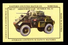 1 x Matchbox label WWII Armoured Car – Humber MK IV ≠ 17 ≠ MD1256