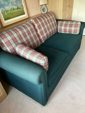 Double Seater Sofa Bed 6ft x 4ft Forest Green with Check Cushions