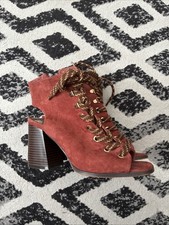 River Island Cut Out Toe Shoes Terracotta Faux Suede Size 5