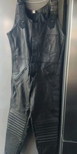 UNBRANDED MEN'S WOMENS REAL LEATHER BIB BRACE BIKER  SALOPETTES SIZE 38"