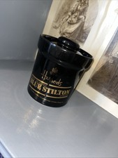 Vintage Style Black Glazed with Gold Harrods Blue Stilton, Lidded Cheese Pot