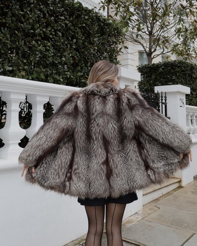 Vintage silver fox - silver, fur