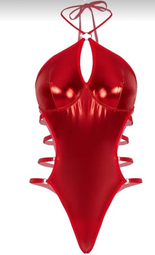 Woman red metallic look - red,