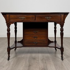 Antique 19th Century Fine Quality Inlaid Desk In Rosewood ( REF AF-4726 )