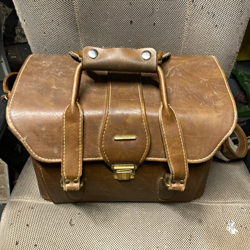 Brown leather camera - brown,