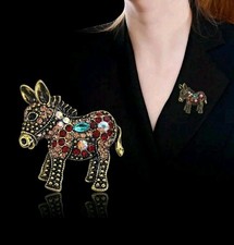Donkey Brooch, Cute Cartoon Animal Metal Rhinestone Decoration Pin