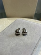18k Real Saudi White gold Ball earrings