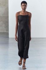 Zara women's black linen strap