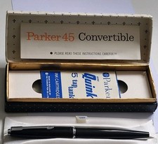 Parker 45 Fountain Pen Convertible.14ct Gold Med Nib. Chalkmark. Period Boxed