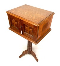 Antique Wooden Church Used Storage Box Stand with Key Salvaged & Repurposed