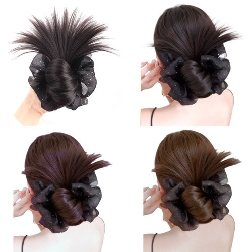 Flower bun head wig - bun,