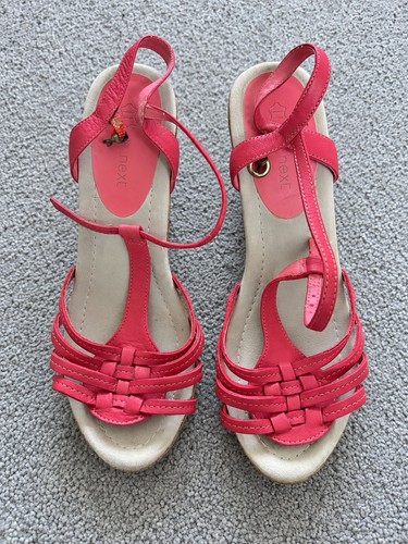 Next pink leather cork - pink, wedge