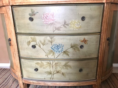 Hand painted floral - floral, credenza