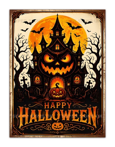 Happy halloween metal sign - happy,