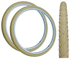 PAIR Kenda KHAN 26 x 1.75 CREAM Mountain Bike Slick Road K-935 TYRES