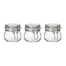 3x Glass Mason Jar Clip Top