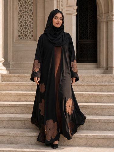 Black open front - , abaya