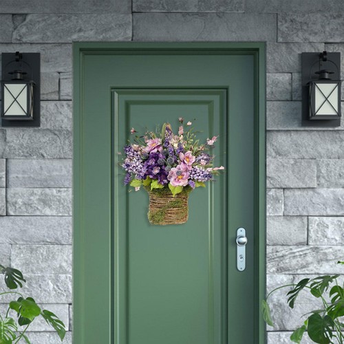 Door hanger basket wreath - door,