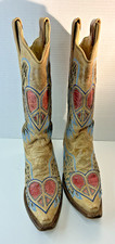 Corral Vintage Western RED Heart Angel Wings Womens Cowboy Boots Size 6.5M