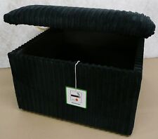 Footstool / With Storage Large Black Jumbo Cord Pouffe Size 20" x 20"