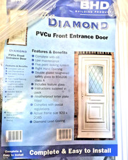FRONT DOOR UPVC NEW WHITE FRAME & CILL LEAD GLASS 920mm x 2085mm RIGHT HAND OPEN