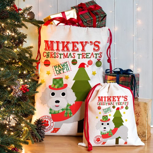 Bichon frise christmas sack - bichon,