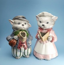 Pair Of Kitty Jugs Cat Ceramic