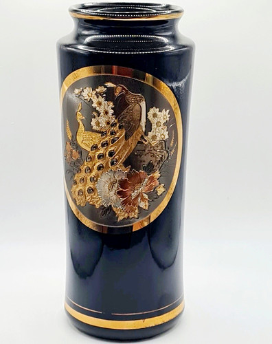Chokin art black ceramic vase - chokin,