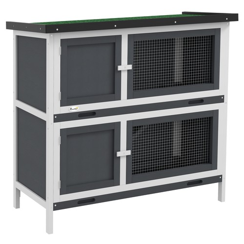 Pawhut rabbit hutch double - pawhut,